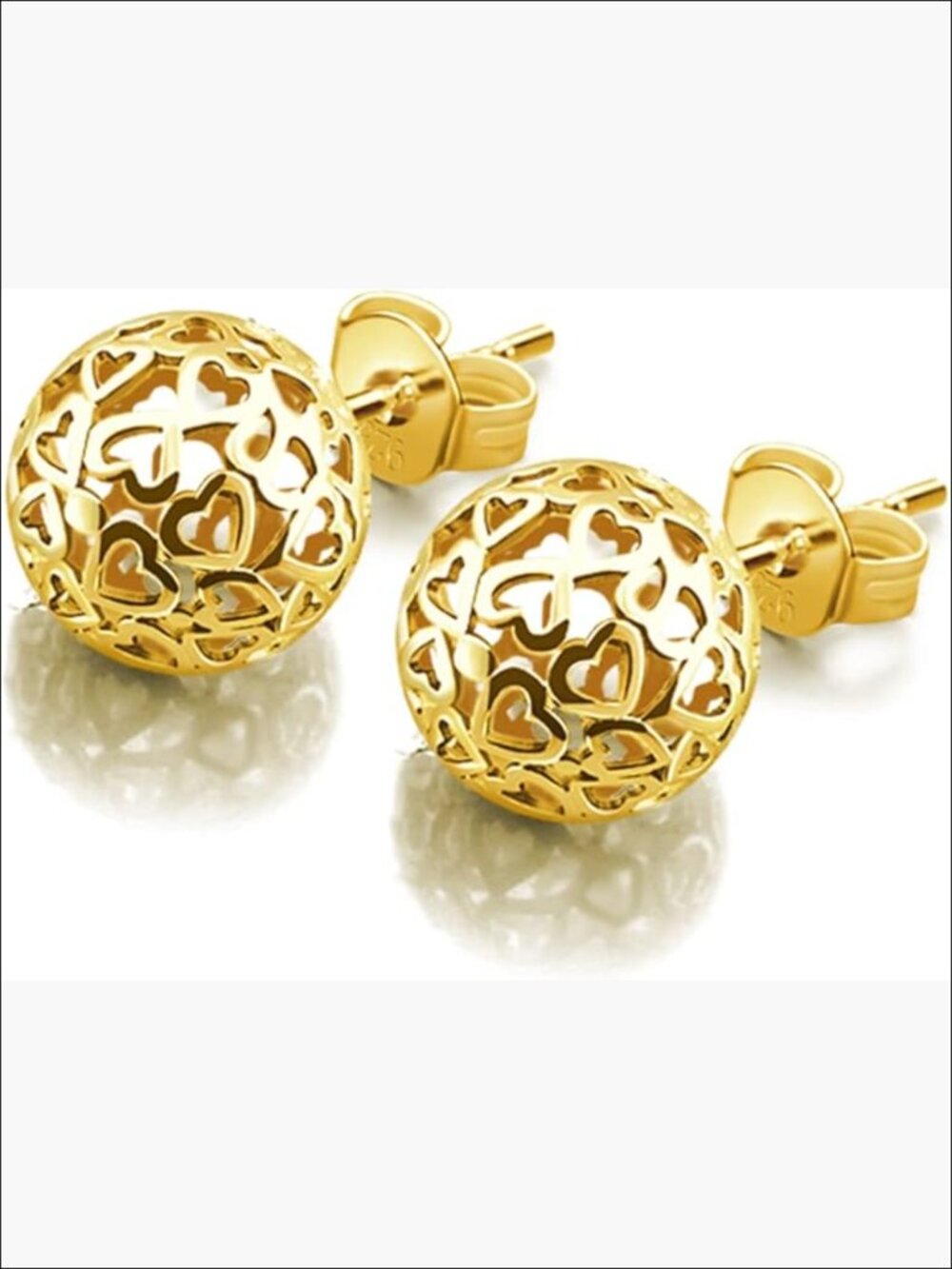 925 Sterling Silver Earrings 7mm Hollow Ball Pendant Stud Gold Plated